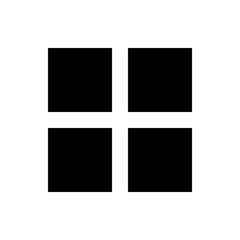 Illustration of a white plus sign centered on a white background with four black squares around the cross