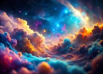 Wall Mural - miniature colorful nebula cloud texture background - tilt-shift photography