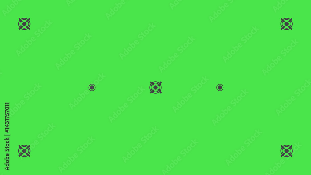 Trackingpoint Greenscreen Green screen template with tracking marks. Chromakey technique. Studio ...