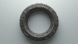 Industrial action of steel wire forming manufacturing facility 3d render minimalist environment aerial view conceptual design