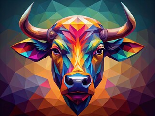 Wall Mural - minimalist pixel art bull head portrait - strong & bold digital illustration