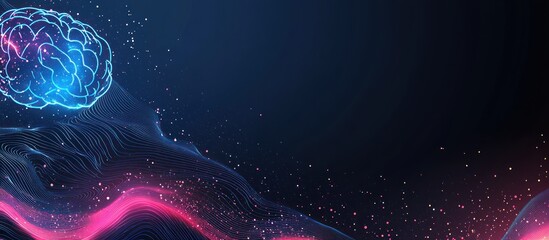 Wall Mural - Abstract brain and data waves