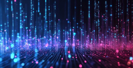 Wall Mural - Abstract digital art with glowing particles