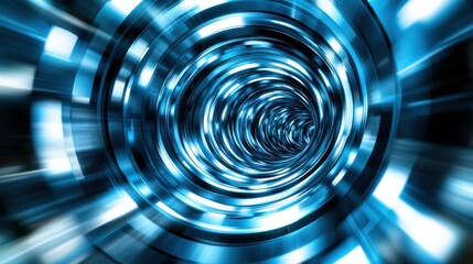 Wall Mural - blue light tunnel vortex, speed, digital, abstract, background, website