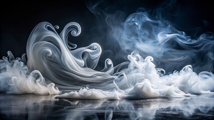 Wall Mural - modern white steam silhouettes: abstract swirling smoke & mist effects