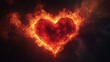 © sadad - Fiery heart ablaze, dark background, passion concept