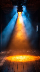 Wall Mural - background image yellow beam of light in the dark