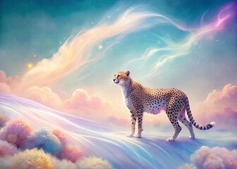 Wall Mural - pastel cheetah fantasy wallpaper: surreal wild cat digital art