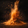 © Tom - Visual representation of a spice explosion with a dark background showcasing a fine-grained, salt-like texture in vibrant orange hues