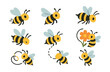 © peppastocker - Whimsical bee icons set – with 8 unique bee illustrations. Vector icons