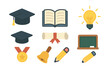 © peppastocker - Comprehensive education icons set – graduation, diploma, books, pencils, and more. Vector icons