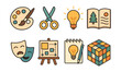 © peppastocker - Creative learning tools icons set: flat style featuring art, craft, and educational symbols. Vector icons