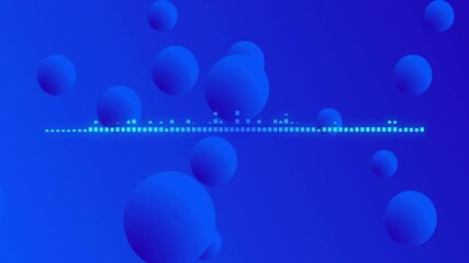 Wall Mural - Audio equalizer bars floating in abstract digital space, with glowing 3D spheres drifting