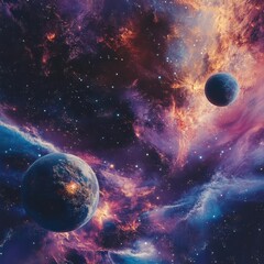 Wall Mural - exploration of distant galaxies with colorful nebulas and celestial bodies across the vast expanse o