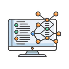 computer screen displaying data network connection and analytics