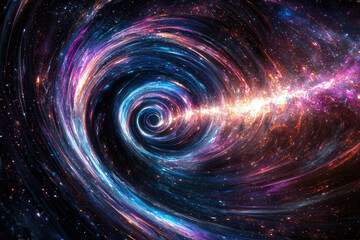 Fototapete - A mesmerizing cosmic swirl, possibly a black hole's accretion disk, with vibrant colors and swirling nebulae.