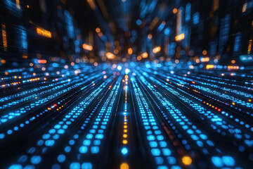 Poster - Abstract digital data stream flowing, glowing lines of code, futuristic technology concept.