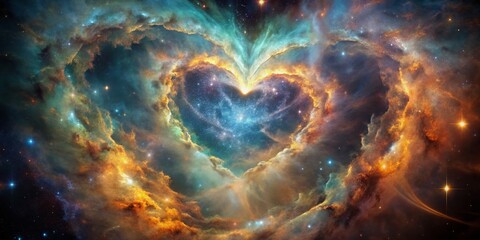 Wall Mural - Vibrant Cosmic Heart Nebula Wallpaper: Celestial Stars & Galaxy Background
