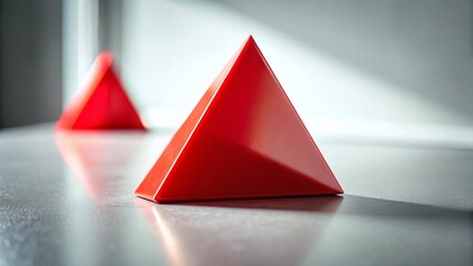 Wall Mural - vibrant red triangle minimalist background - tilt-shift photography stock photo