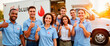 © Anastasiya - Diverse volunteers giving thumbs up by blood donation van, community spirit