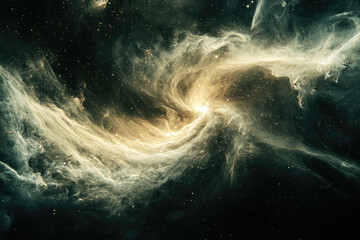 Fototapete - Swirling cosmic clouds of gas and dust, illuminated by distant stars, create a breathtaking celestial spectacle.