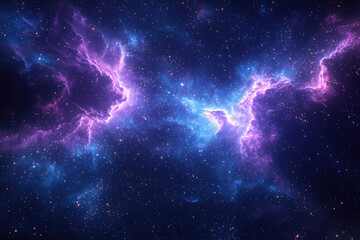 Poster - A vibrant nebula in space, glowing with purple and blue hues, filled with countless stars.