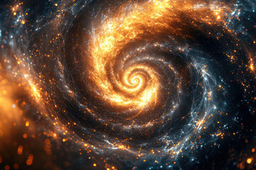 Poster - A mesmerizing cosmic swirl of fiery orange and cool blue, depicting a vibrant galaxy in a spiral formation.