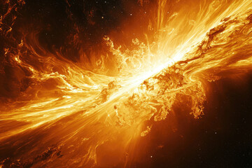 Poster - Fiery cosmic explosion, a vibrant spectacle of incandescent gases and swirling nebulae in deep space.