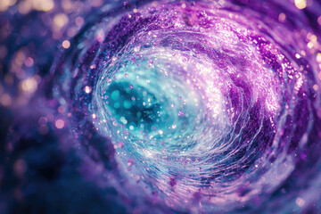 Poster - A mesmerizing swirl of vibrant purple and teal water, sparkling with glitter and light.