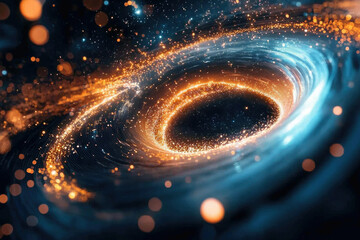 Poster - A swirling vortex of cosmic energy, glowing with orange and blue sparks, creates a mesmerizing, otherworldly scene.