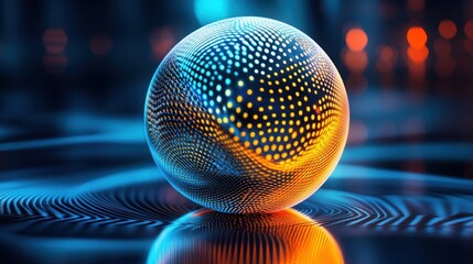 Wall Mural - futuristic sphere on a reflective surface