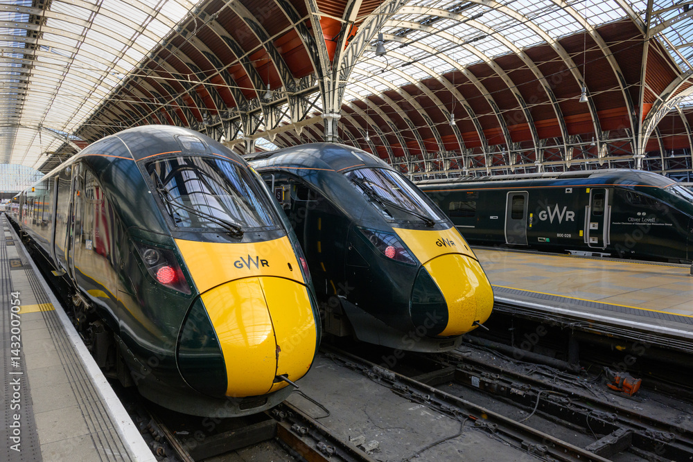 800 Train London, UK - April 3, 2025; Great Western Railway intercity express ...