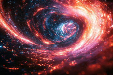 Poster - A mesmerizing cosmic swirl of red and blue energy, resembling a celestial vortex or nebula.