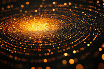 Fototapete - Abstract swirling golden lights on a dark background, creating a mesmerizing cosmic effect.