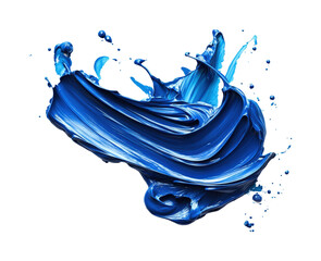 Wall Mural - Dynamic blue paint splash creative visual abstract style isolated on transparent background