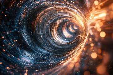 Poster - A swirling vortex of glittering particles, creating a mesmerizing tunnel of light and color.