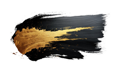 Wall Mural - Dynamic black and gold brush stroke digital creative isolated on transparent background