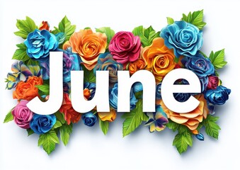 Wall Mural - abstract colorful roses text, word 
