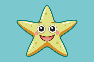 Poster - Cheerful starfish character illustration with bright colors suitable for children's books or educational materials