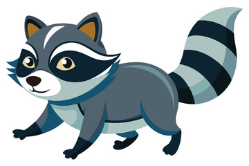 Poster - Cute blue raccoon character in a playful pose with a friendly expression ready to embark on an adventure in a whimsical cartoon world