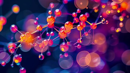 Fototapete - Colorful molecular structure showcases the beauty of science and chemistry in vibrant hues and intricate details, perfect for educational and artistic projects