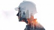 © WS Studio 1985 - Engineer Silhouette with Futuristic City and Skyscrapers Background