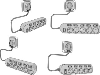 vector sketch illustration silhouette design of plug for electrical plug