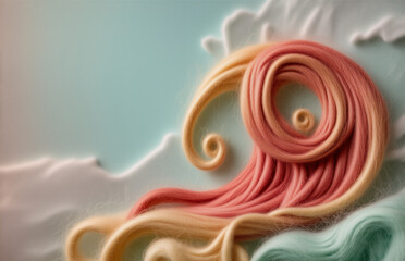 Wall Mural - an ethereal artwork showing swirling strands forming a wave-like shape. the design features pastel c