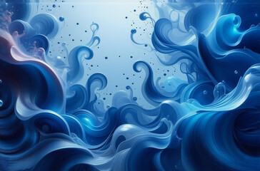 Wall Mural - blue abstract swirls and waves evoke water or smoke, creating a flowing, dynamic background with dep