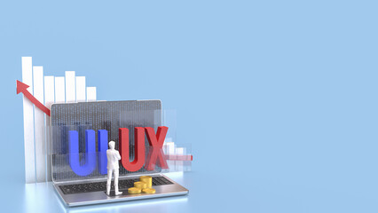 The UI and UX on notebook for website or application concept 3d rendering.