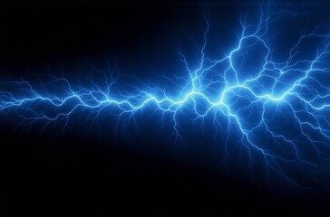 Poster - Intense blue electric energy streaks across a dark background, creating a vibrant and powerful display of light and energy.  The branching lines suggest a raw, untamed force.