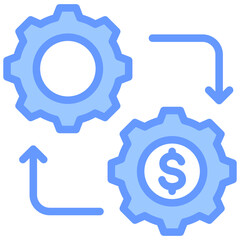 Fototapete - Business Process Management Lineal Blue Icon