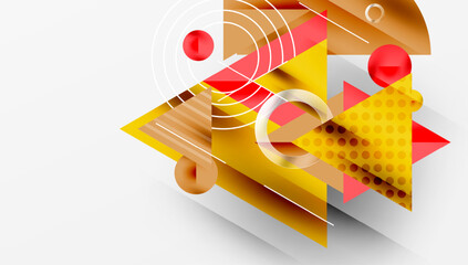 Leinwandbilder - Abstract geometric shapes overlap, creating dynamic composition. Warm colors dominate, with subtle shadows adding depth. Modern design elements present.