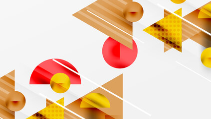 Leinwandbilder - Abstract geometric shapes overlap. Warm colors dominate composition, creating modern design. Lines intersect circles, triangles.